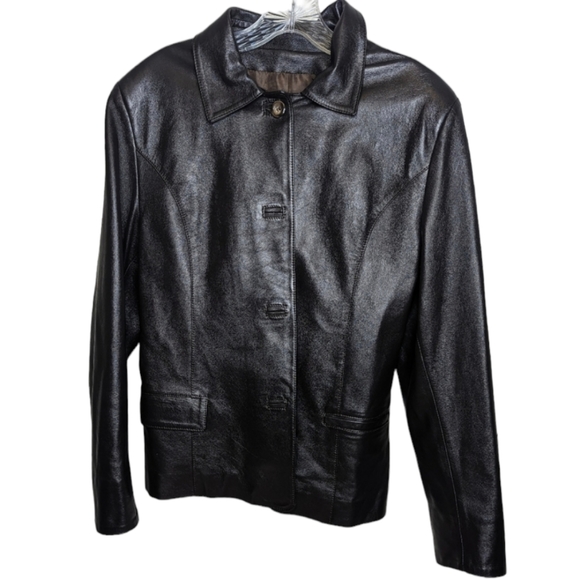 Pera Pelle Jackets & Blazers - Vintage Pera Pelle black italian leather blazer jacket sz 46 made in italy